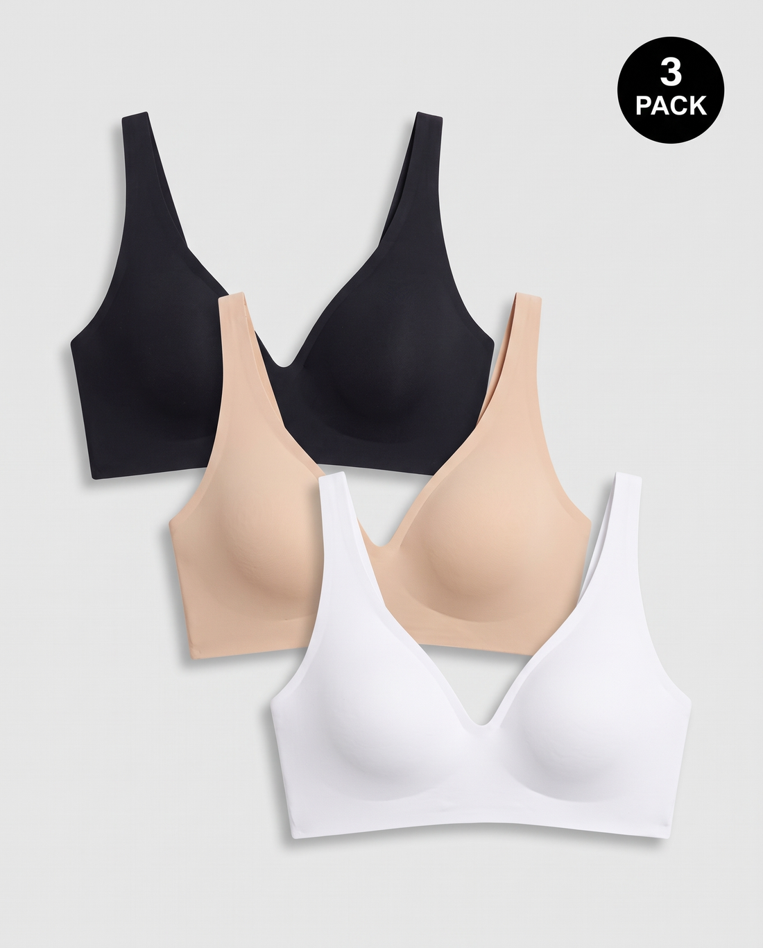 Deep V Push-Up Wireless Jelly Bra (3-Pack)