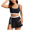 Color-Block Skirted High-Waist Bikini Set