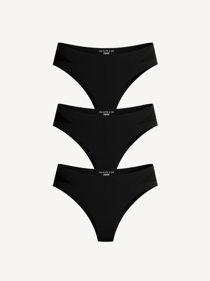 3-Pack Seamless Knickers with Mesh Detail Black