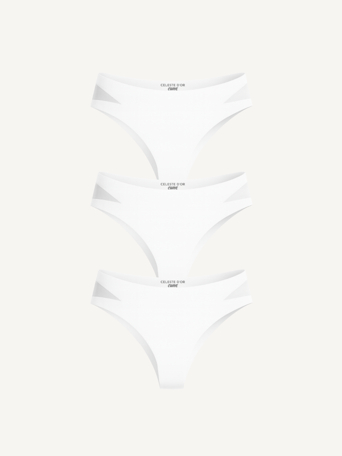 3-Pack Seamless Knickers with Mesh Detail White