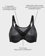 Front Closure Mesh Support Bra
