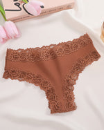 Ribbed Cotton Lace Mid-Rise Panty (9 Pack)