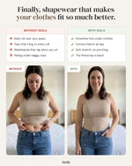 Without and with the sculpting brief under a fitted top