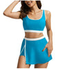 Color-Block Skirted High-Waist Bikini Set