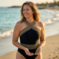 Supportive Cross Strap One-Piece Swimsuit
