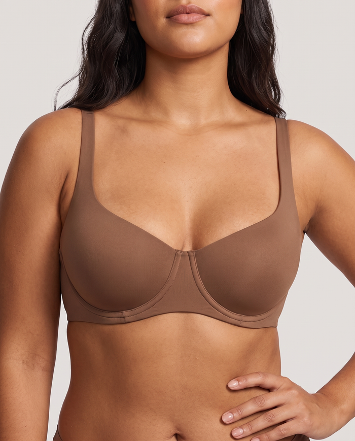 Underwire Support Seamless Unlined Balconette Bra