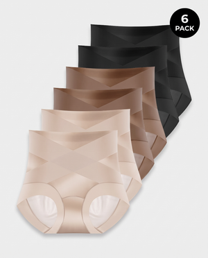 High-Waist Cross Compression Shaping Panties （6 Pack）
