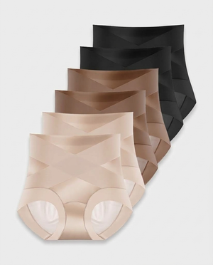 High-Waist Cross Compression Shaping Panties (6 Pack)