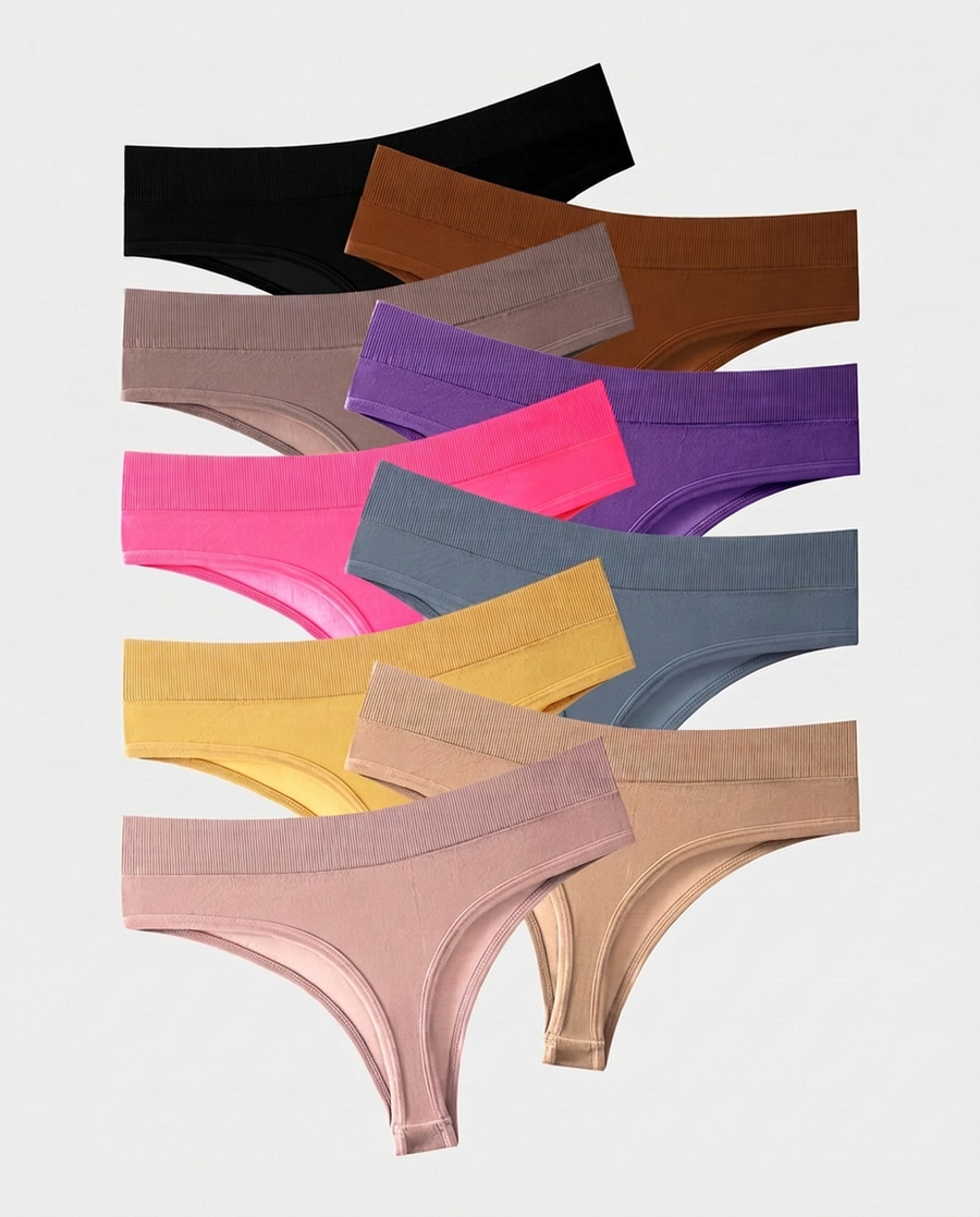 Comfort Seamless Sport Thong Panties (9 Pack)