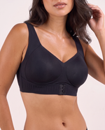 Posture Corrector Wireless Jelly Bra in black, front hook closure
