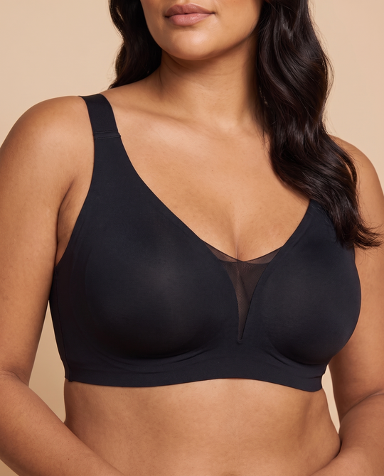 IsoLift Criss-Cross Mesh V-Neck Bra in Black
