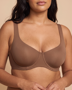 Underwire Support Seamless Unlined Balconette Bra in Brown