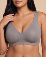 Seamless Deep V Push-Up Wireless Bra in Grey