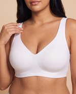 Seamless Deep V Push-Up Wireless Bra in White