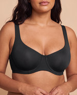 Underwire Support Seamless Unlined Balconette Bra in Black