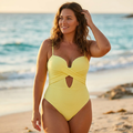Ribbed Cross-Front Cutout One-Piece Swimsuit